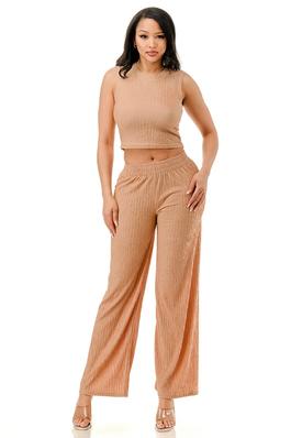 CRINKLE WIDE PANTS SET TWO PIECE