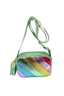 Metallic Stripe Crossbody Handbag