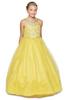 Illusion top with glitter tulle pageant dress