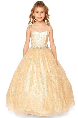 glittered embroidered long flower girl gown