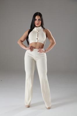 KNITTED HALTER TOP AND PANTS
