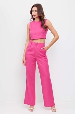 SLEEVELESS CROP TOP AND PLEATED PANTS SET