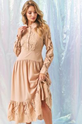 Woven lace shirt tiered full dress