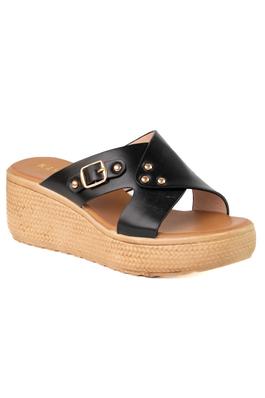 KAYLEEN Wedge Heel Studded Strap Slide-on Sandals