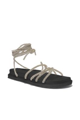 Mata Rhinestone Shimmering Strappy Flat Sandals