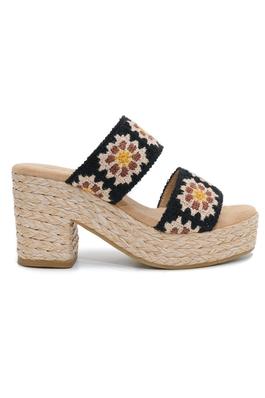Mata Raffia Braided Block Heel Crochet Sandals