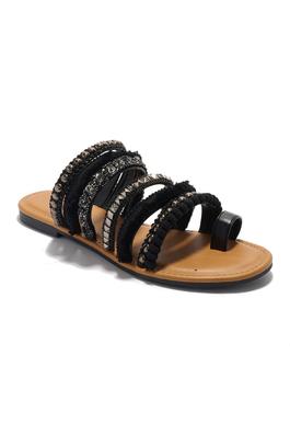 Mata Women Studded Tassel Boho Flat Sandals
