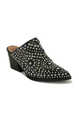 Beast Fashion Heel Dot and Crystal Studded Mules