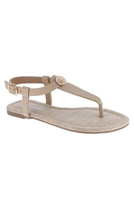 Weeboo Woven Sole Gold Buckle Thong Sandals