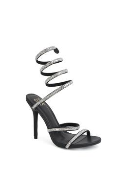 Yoki Sparkling Rhinestone Spiral Strap Sandals