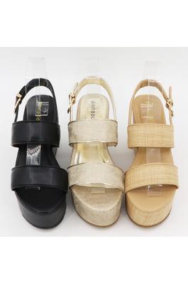 Bamboo Wedges Double Strap Slingback Sandals