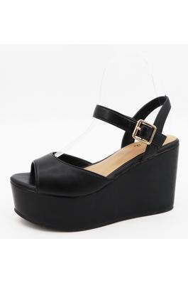 Bamboo Wedge Platform Buckle Ankle Strap Sandals