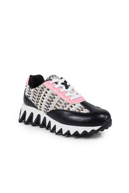 Liliana Zigzag Contrast Flyknit Lace-up Sneakers