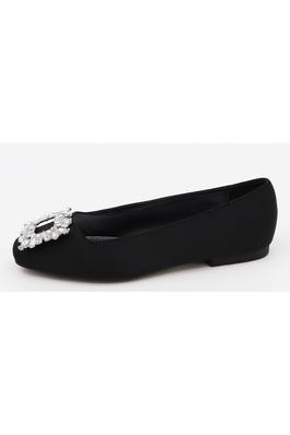 Bamboo Women Crystal Square Deco Ballet Flats