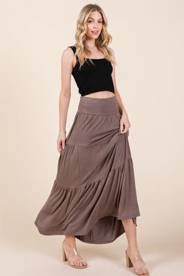 Solid Tiered Ruffle Skirt 
