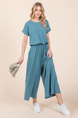 Wide Leg Jumpsuit with Side Pockets 
