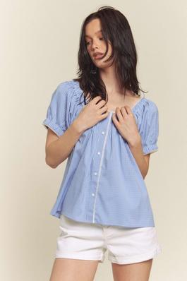 GINGHAM TOP WITH HEM DETAIL