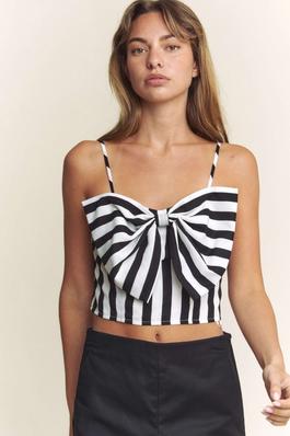 STRIPED BOW FRONT BUSTIER TOP