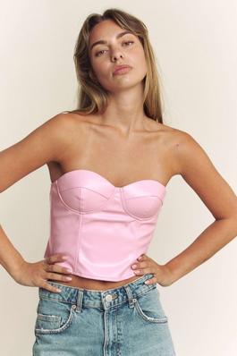PU BUSTIER WITH PADDED BRA