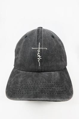Faith Embroidered Washed Baseball Cap