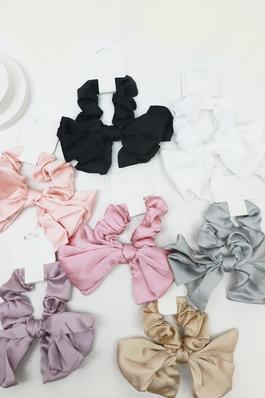 Solid Satin Ribbon Tied Scrunchies