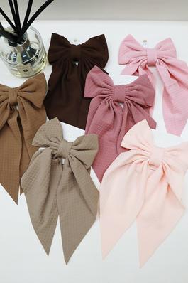 Solid Waffle texture Hair Bow Clip