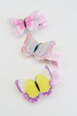 3 Kind Glittered Butterfly Hair Clip Set