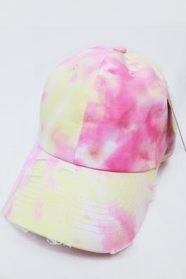 Tie Dye Washed and Distressed Baseball Cap