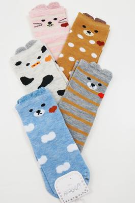 Cute Animal Face Detail Printed Socks