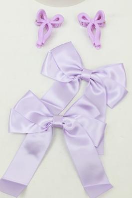 Matching Mini Bow Hair Claw and Long Tail Bow Clip Set