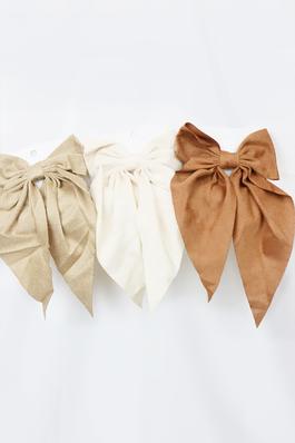 Suede Textured French Bow Hair Barrettes