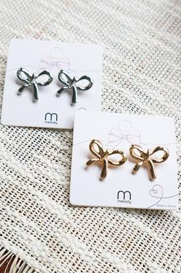 Gold and Silver Bow Earring Set