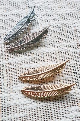 Gold and Silver Metal Leaf Alligator Hair Clips