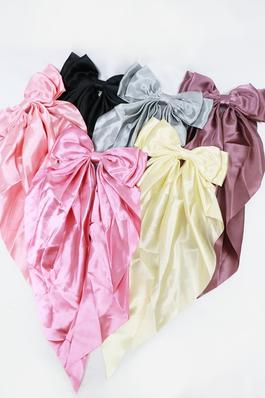 Long Tail Satin French Bow Hair Barrettes