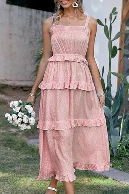 Maxi Dainty Floral Casual Tiered Ruffled Long Dress