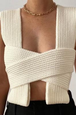 Crop Knitted Vest Crop Top Crochet Abstract Wear Multiple Ways Top