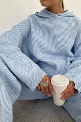 Casual Soft Sweater Autumn Winter Matching Suit Two-Piece Set Cozy Lounge SET