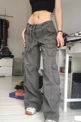 Belted Big Pockets Cargo Utility Baggy Pants