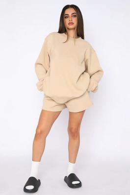 Cotton Mix High Quality Guaranteed- Solid Color round Neck Pullover Long Sleeve Crewneck Sweatshirt