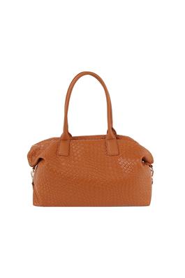 Textured leather duffle bag with crossbody strap