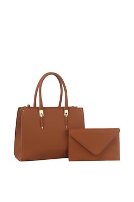 2in1 leather tote bag with matching envelop clutch