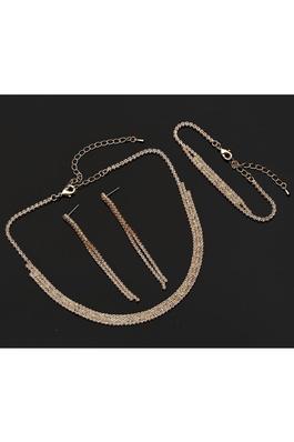 3 Crystal Row 3pc Necklace Set