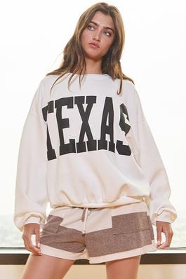 'TEXAS' Scuba Fabric Oversized Graphic Sweatshirt