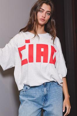 'CIAO' Graphic Jersey Boxy Crop Top