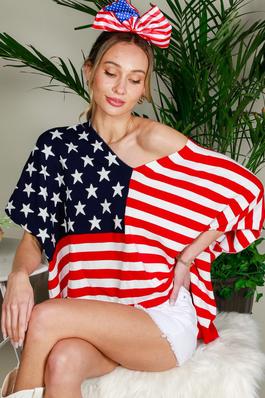 4TH OF JULY AMERICAN FLAG SWEATER TOP