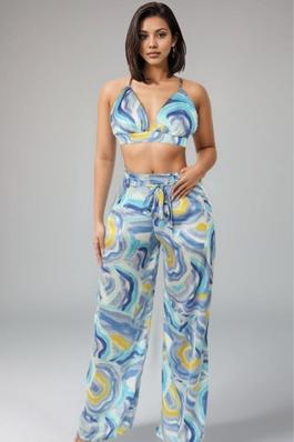 Abstract Art Bra Top and Wide Leg Set