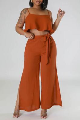 Sexy suit,solid color ,sleeveless, long pants