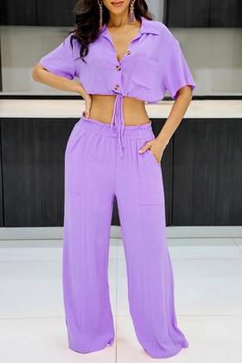 Sexy suit,solid color,short sleeve, long pants