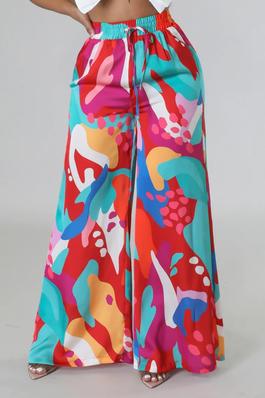 pants multi color high waist
