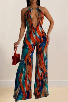 SEXY PRINTED JUMPSUIT SLEEVELESS BACKLESS